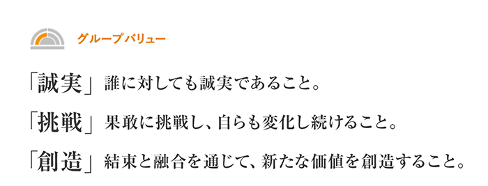 旭化成は、「グループバリュー」という旭化成グループで働く人材が持つべき共通の価値観を掲げている