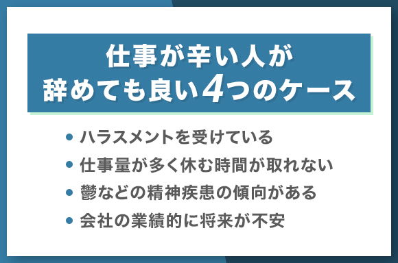 仕事が辛い人が辞めても良い4つのケース