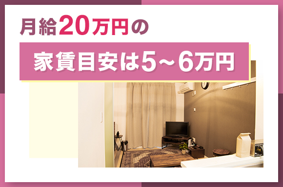月給20万円の家賃目安は5～6万円