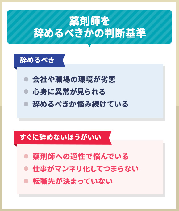 薬剤師を辞めるべきかの判断基準