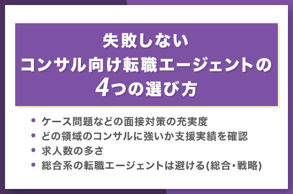 失敗しないコンサル向け転職エージェントの4つの選び方