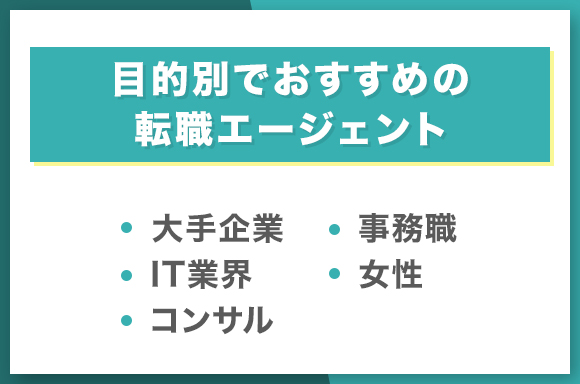 目的別のおすすめ転職エージェント
