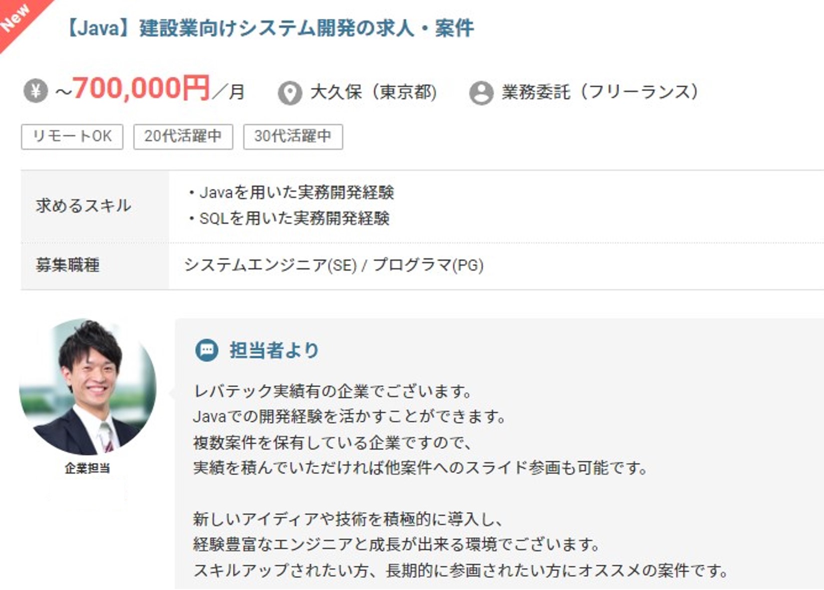 【Java】建設業向けシステム開発の求人・案件
