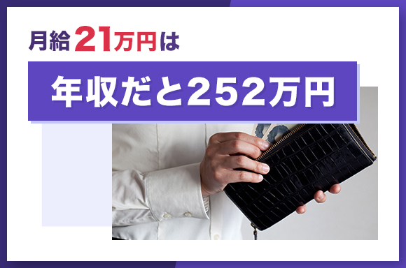 月給21万円は年収だと252万円