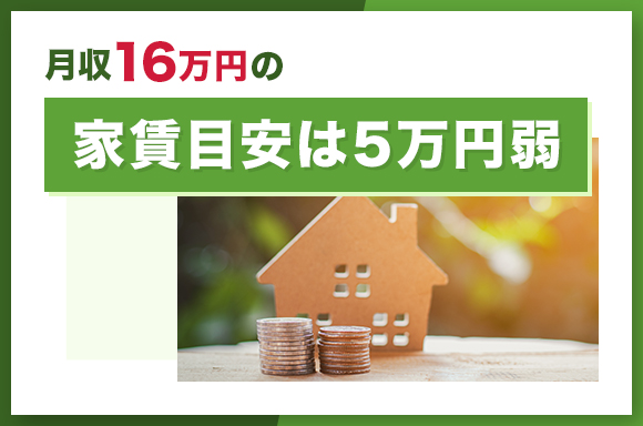 月給16万円の家賃目安は5万円弱