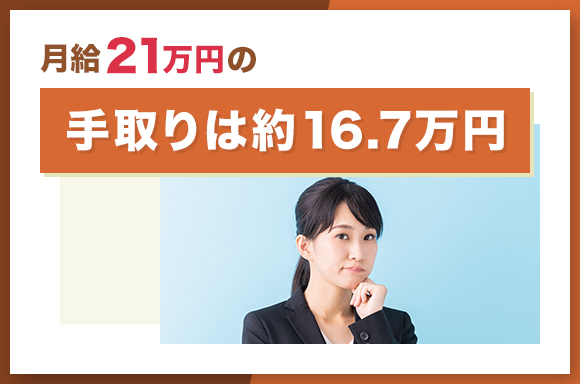 月給21万円の手取りは約16.7万円