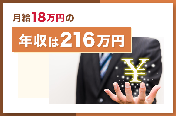 月給18万円の年収は216万円