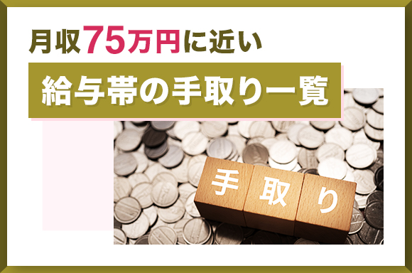 月収75万円に近い給与帯の手取り一覧