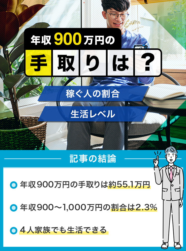 年収900万円の手取り額・生活レベルは？