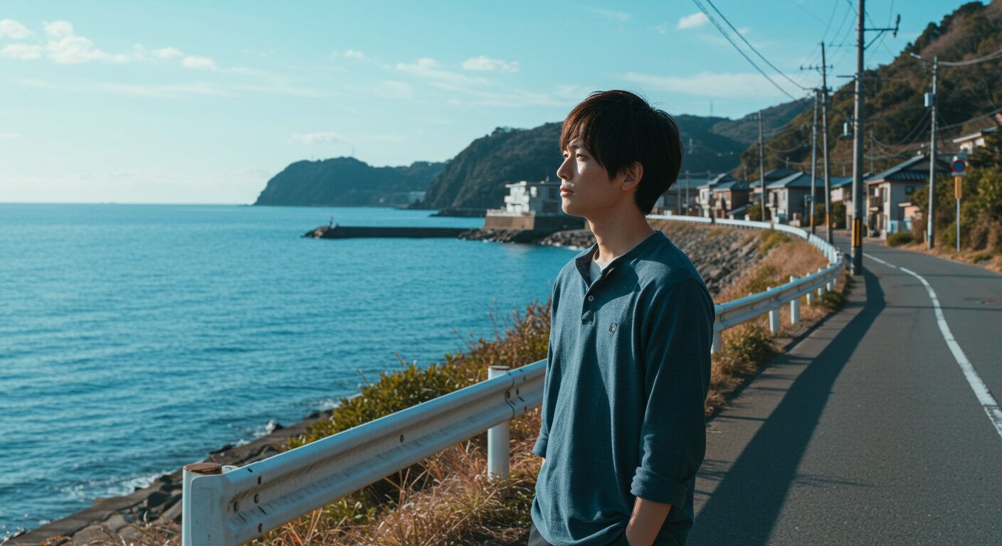 海を見る若者