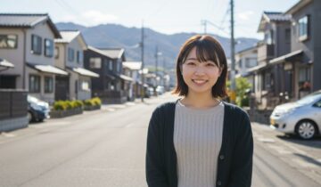 住宅街の女性