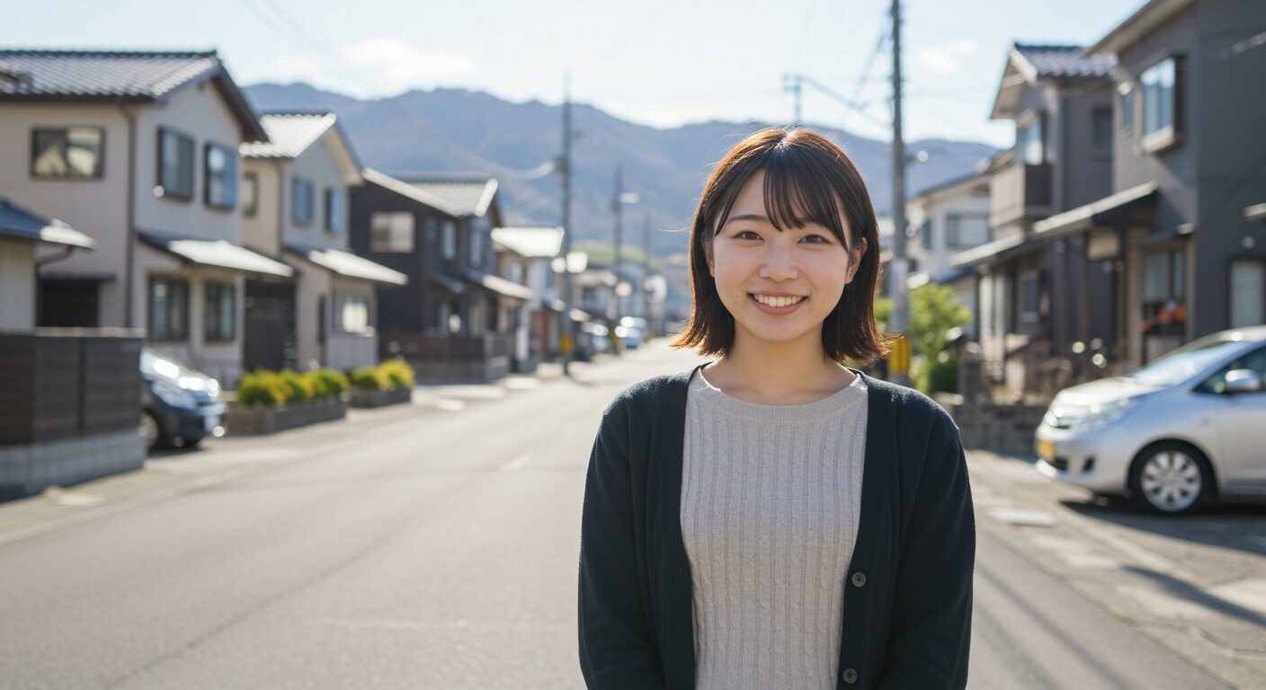住宅街の女性