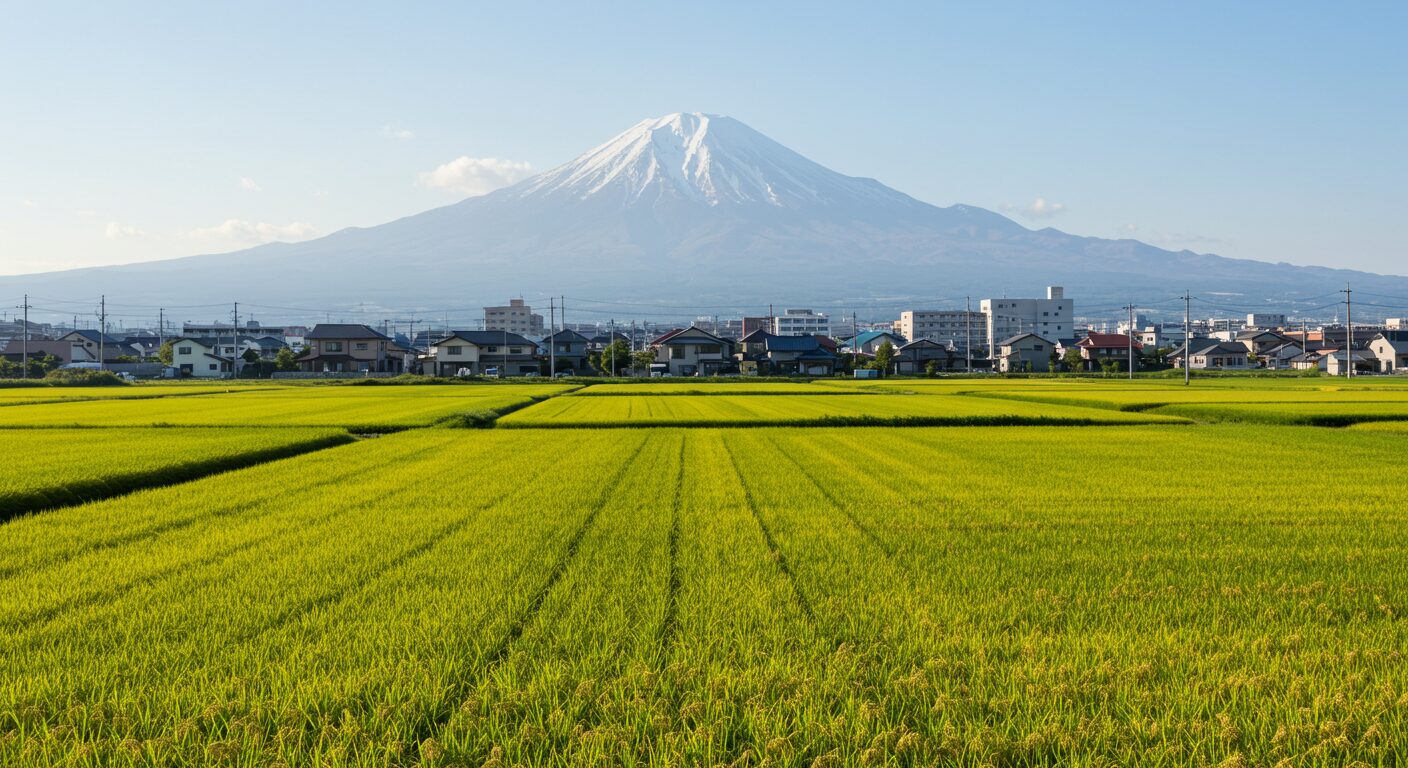 田園から見た山